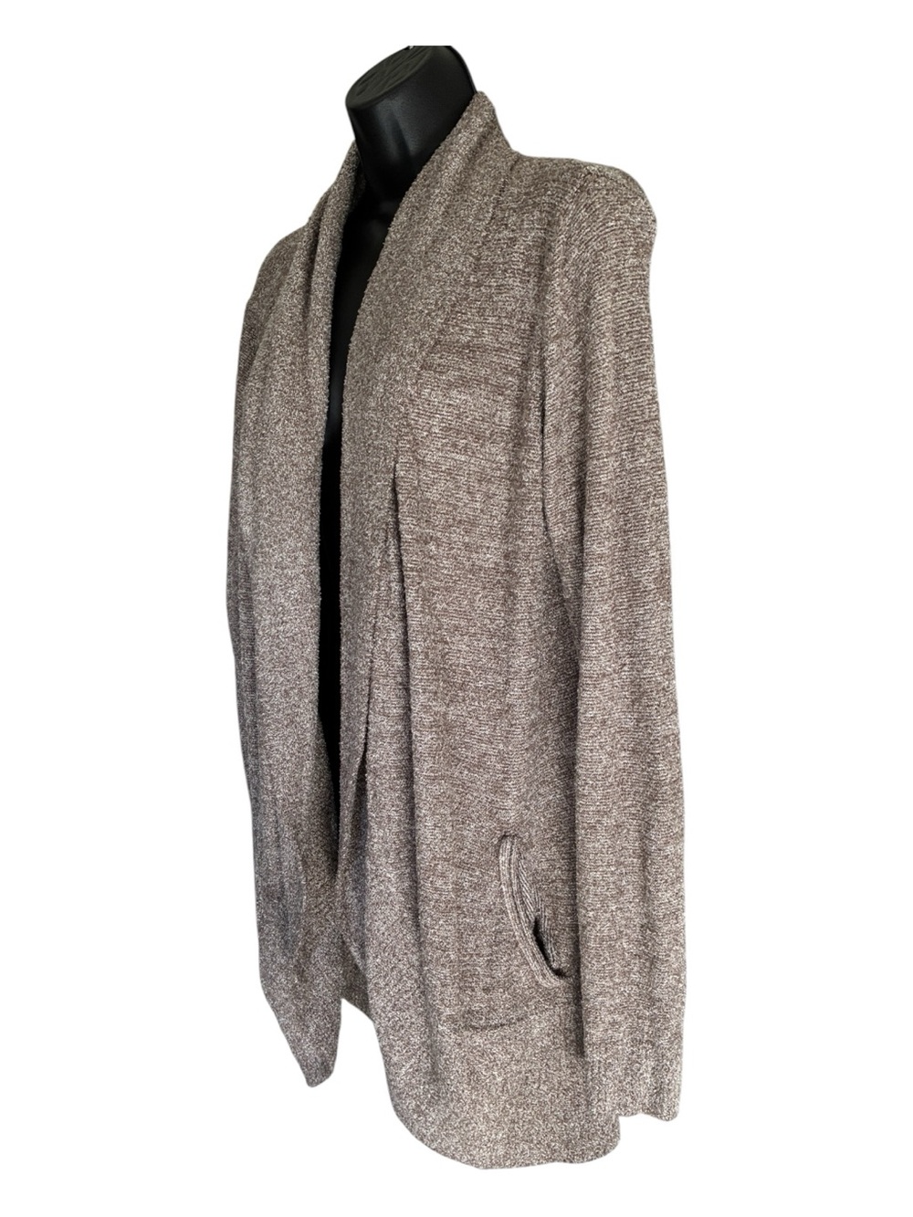 Barefoot Dreams Cozy Chic Lite Open-Front Sweater Cardigan Taupe Size L/XL - Picture 4 of 7